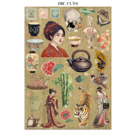 Stamperia Oriental Garden Junk Journal Stickers, Backgrounds, Cut-Outs (SBJK26)