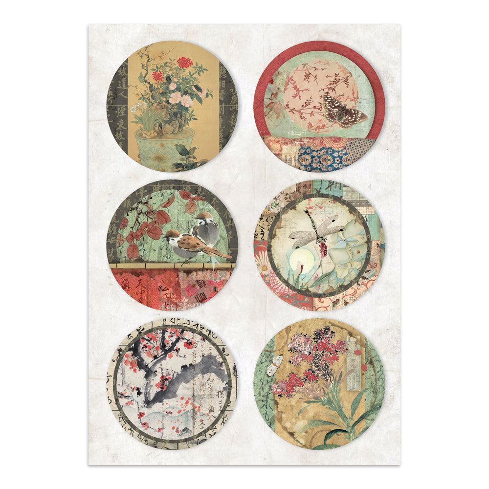 Stamperia Oriental Garden Junk Journal Stickers, Backgrounds, Cut-Outs (SBJK26)