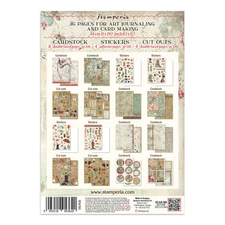 Stamperia Oriental Garden Junk Journal Stickers, Backgrounds, Cut-Outs (SBJK26)