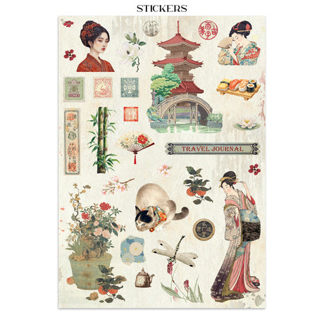 Stamperia Oriental Garden Junk Journal Stickers, Backgrounds, Cut-Outs (SBJK26)