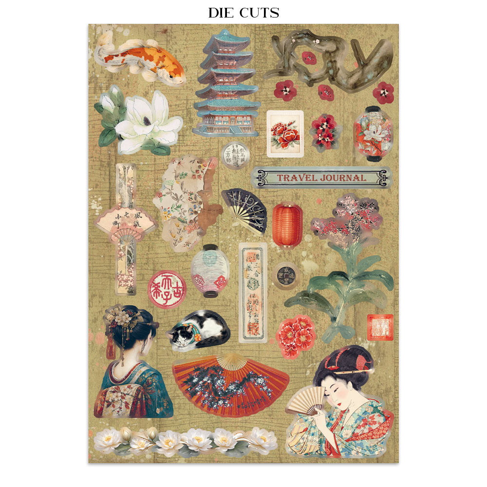 Stamperia Oriental Garden Junk Journal Stickers, Backgrounds, Cut-Outs (SBJK26)