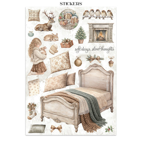 Stamperia White Christmas Junk Journal Stickers, Backgrounds and Cut-Outs by Cristina Radovan - SBJK28