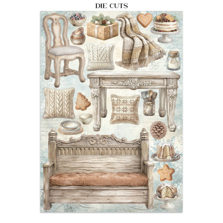 Stamperia White Christmas Junk Journal Stickers, Backgrounds and Cut-Outs by Cristina Radovan - SBJK28