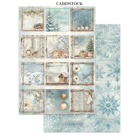 Stamperia White Christmas Junk Journal Stickers, Backgrounds and Cut-Outs by Cristina Radovan - SBJK28