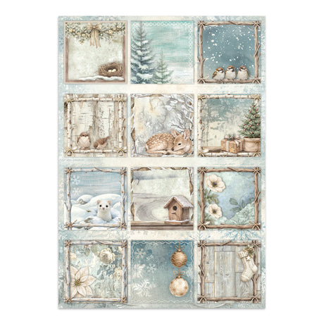 Stamperia White Christmas Junk Journal Stickers, Backgrounds and Cut-Outs by Cristina Radovan - SBJK28