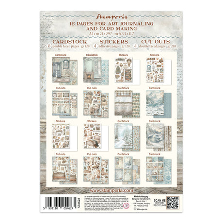 Stamperia White Christmas Junk Journal Stickers, Backgrounds and Cut-Outs by Cristina Radovan - SBJK28