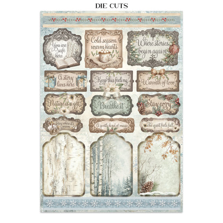 Stamperia White Christmas Junk Journal Stickers, Backgrounds and Cut-Outs by Cristina Radovan - SBJK28
