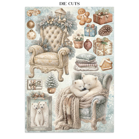 Stamperia White Christmas Junk Journal Stickers, Backgrounds and Cut-Outs by Cristina Radovan - SBJK28