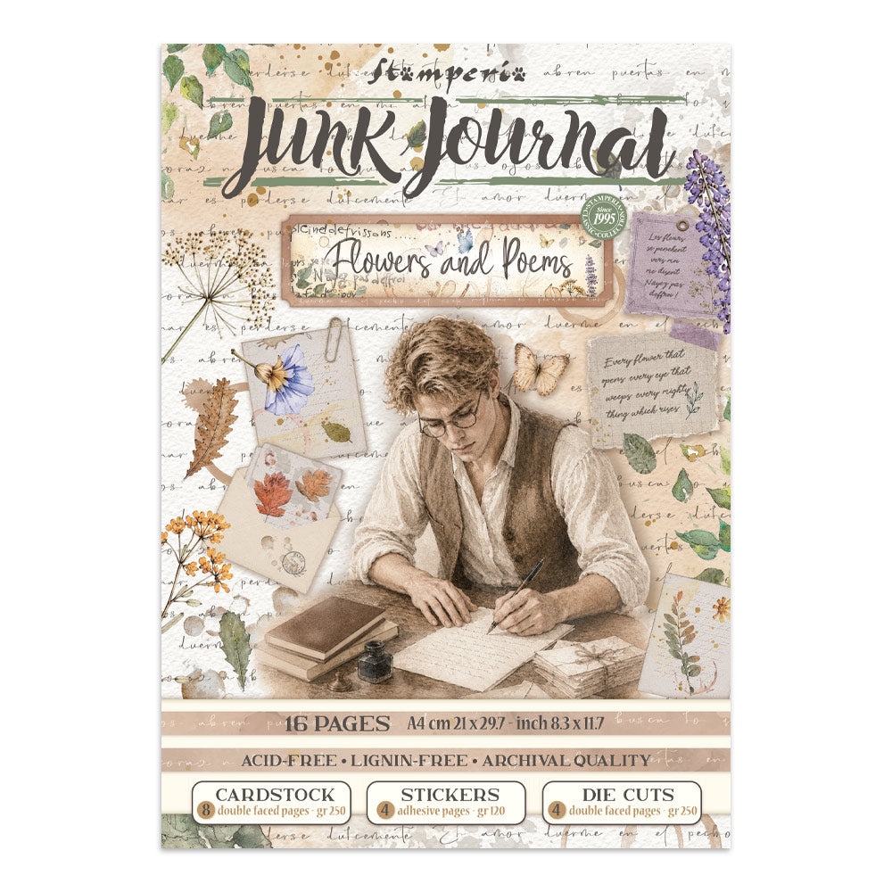 Stamperia Flowers and Poems Junk Journal Stickers, Backgrounds, Cut-Outs - SBJK31