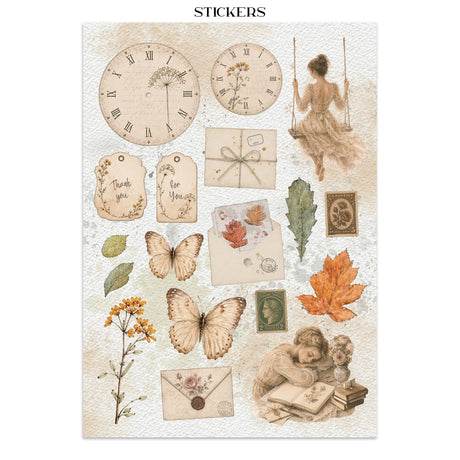 Stamperia Flowers and Poems Junk Journal Stickers, Backgrounds, Cut-Outs - SBJK31