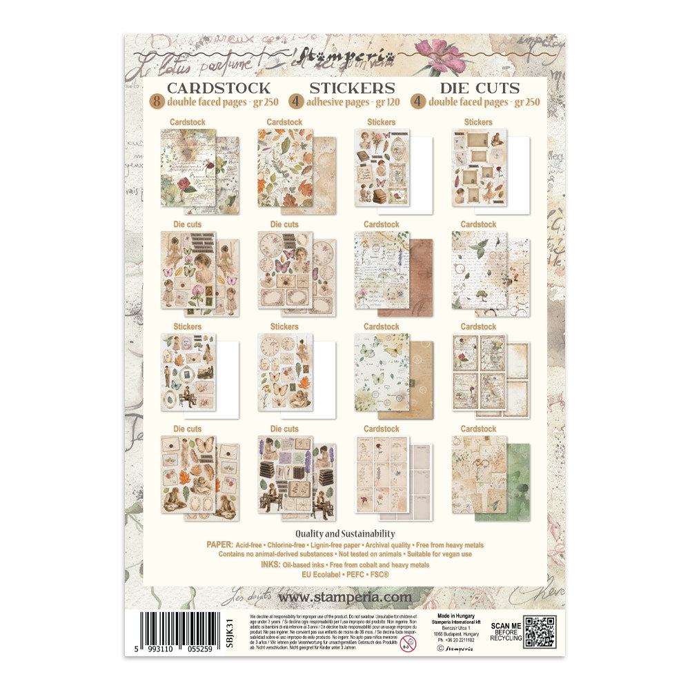 Stamperia Flowers and Poems Junk Journal Stickers, Backgrounds, Cut-Outs - SBJK31