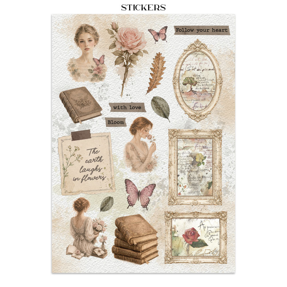 Stamperia Flowers and Poems Junk Journal Stickers, Backgrounds, Cut-Outs - SBJK31