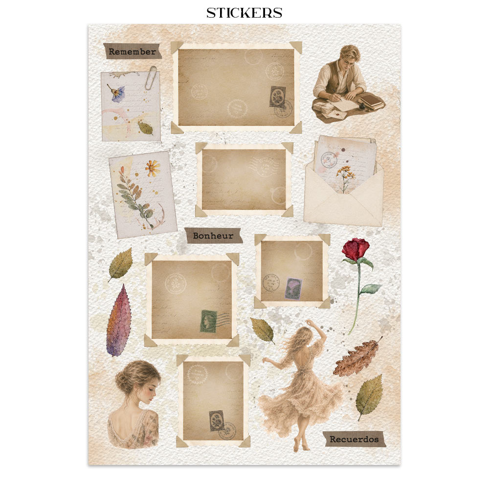 Stamperia Flowers and Poems Junk Journal Stickers, Backgrounds, Cut-Outs - SBJK31