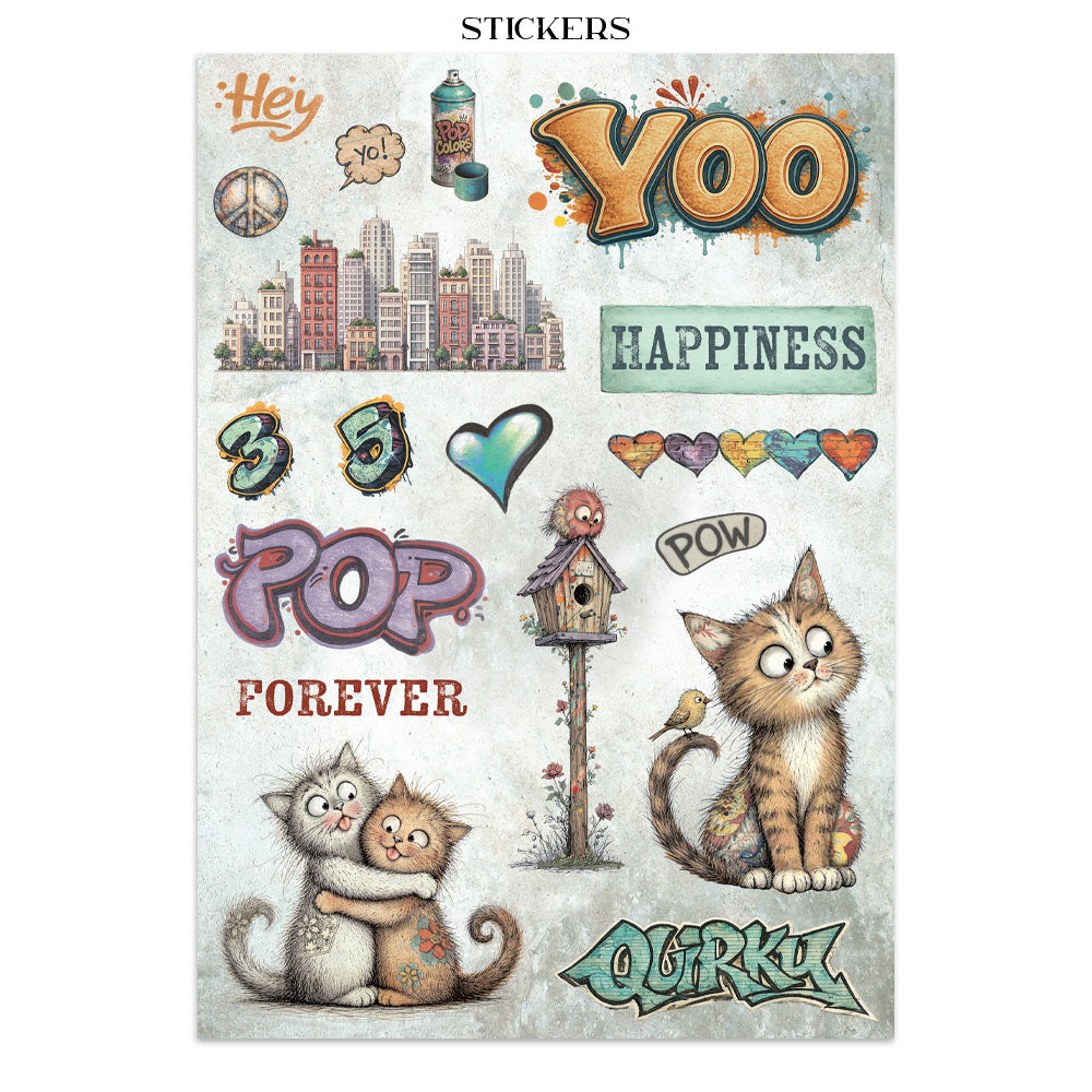 Stamperia Furry Friends 2 Junk Journal Stickers, Backgrounds, Cut-Outs by Antonis Tzanidakis - SBJK33