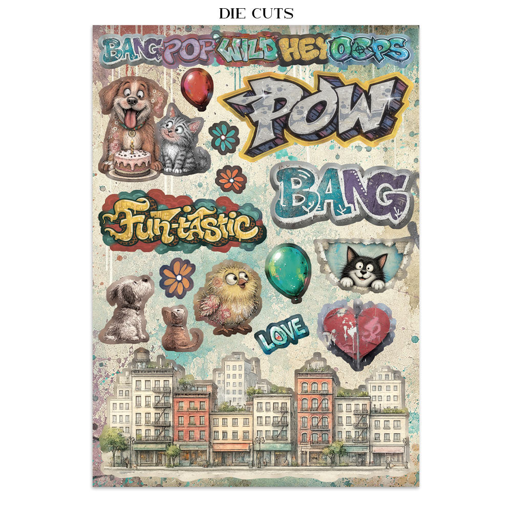 Stamperia Furry Friends 2 Junk Journal Stickers, Backgrounds, Cut-Outs by Antonis Tzanidakis - SBJK33
