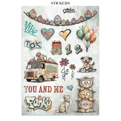 Stamperia Furry Friends 2 Junk Journal Stickers, Backgrounds, Cut-Outs by Antonis Tzanidakis - SBJK33