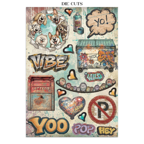 Stamperia Furry Friends 2 Junk Journal Stickers, Backgrounds, Cut-Outs by Antonis Tzanidakis - SBJK33