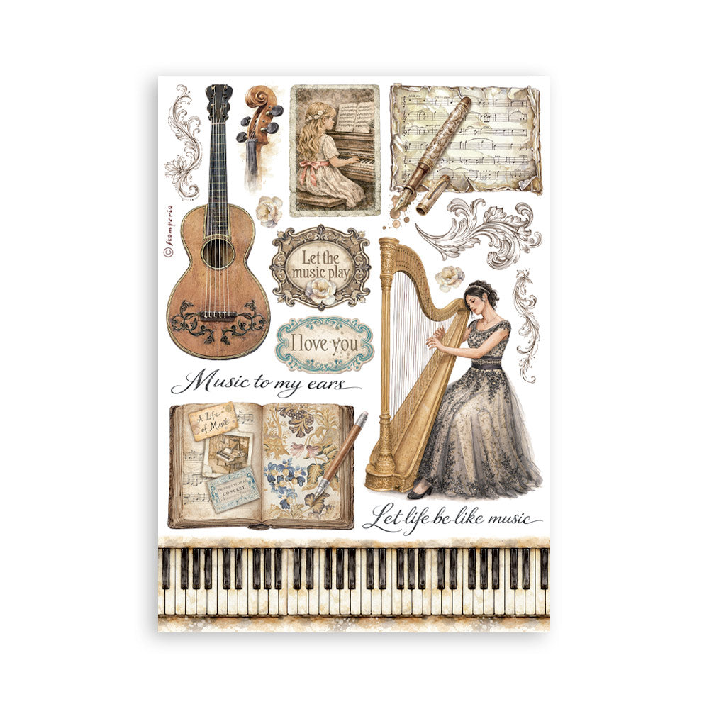 Stamperia Symphony A5 Washi Pad (8pcs) by Sara Alcobendas (SBW34)