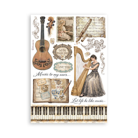 Stamperia Symphony A5 Washi Pad (8pcs) by Sara Alcobendas (SBW34)