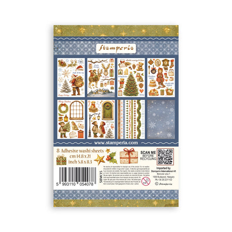 Stamperia Silent Night A5 Washi Pad, 8 Pieces - SBW35