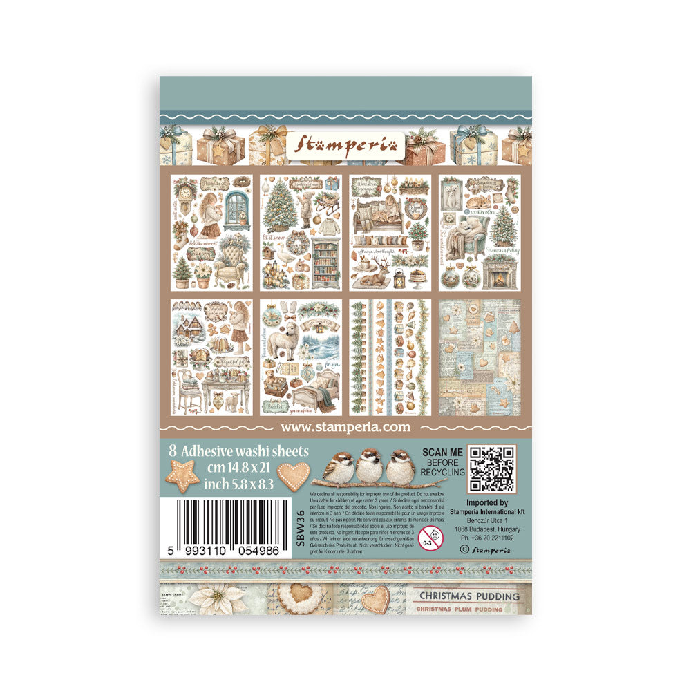 Stamperia White Christmas A5 Washi Pad, 8 Pieces by Cristina Radovan - SBW36