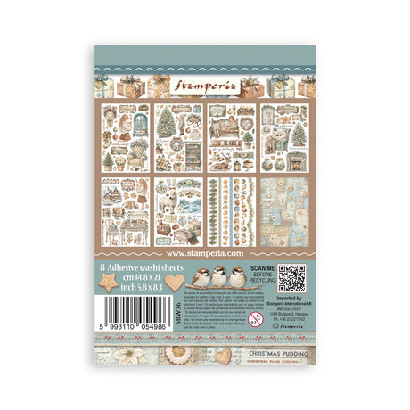 Stamperia White Christmas A5 Washi Pad, 8 Pieces by Cristina Radovan - SBW36