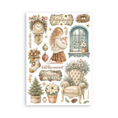 Stamperia White Christmas A5 Washi Pad, 8 Pieces by Cristina Radovan - SBW36