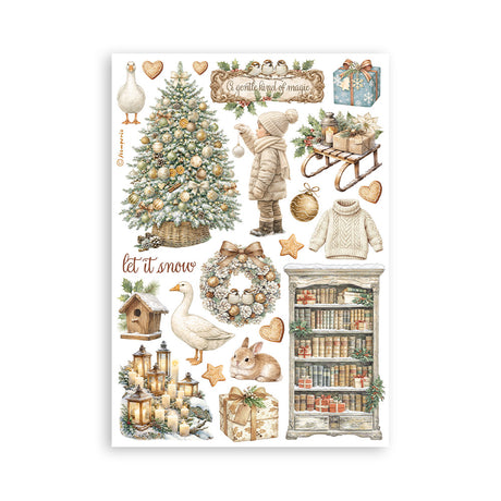 Stamperia White Christmas A5 Washi Pad, 8 Pieces by Cristina Radovan - SBW36