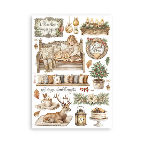 Stamperia White Christmas A5 Washi Pad, 8 Pieces by Cristina Radovan - SBW36