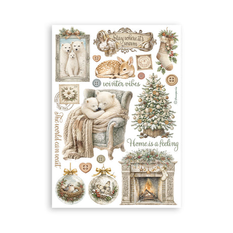 Stamperia White Christmas A5 Washi Pad, 8 Pieces by Cristina Radovan - SBW36