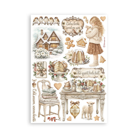 Stamperia White Christmas A5 Washi Pad, 8 Pieces by Cristina Radovan - SBW36