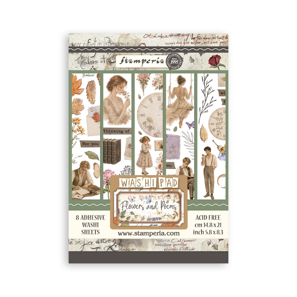 Stamperia Flowers and Poems A5 Washi Pad (8pcs) - SBW37