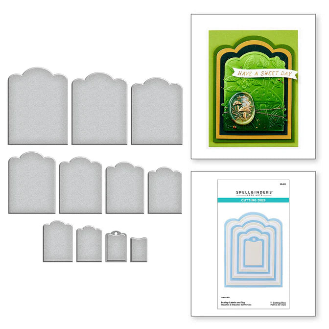 Spellbinders Scallop Labels and Tag Etched Dies from the Sealed 3D Botanical Collection