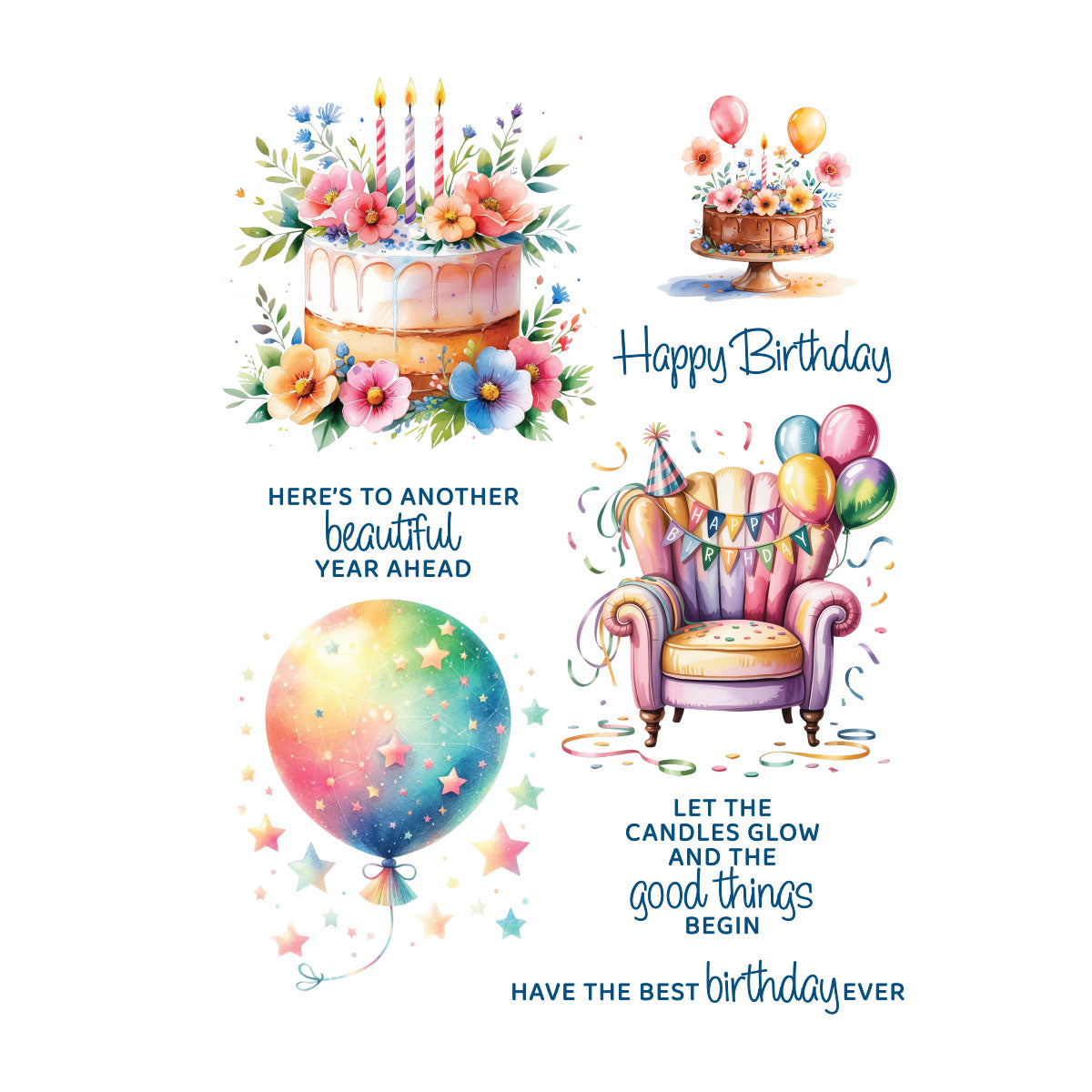 Spellbinders Birthday Cheers Rub-Ons