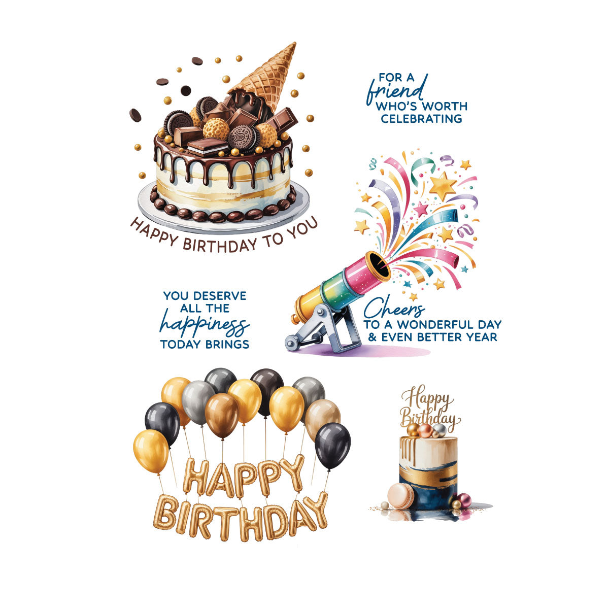 Spellbinders Birthday Cheers Rub-Ons
