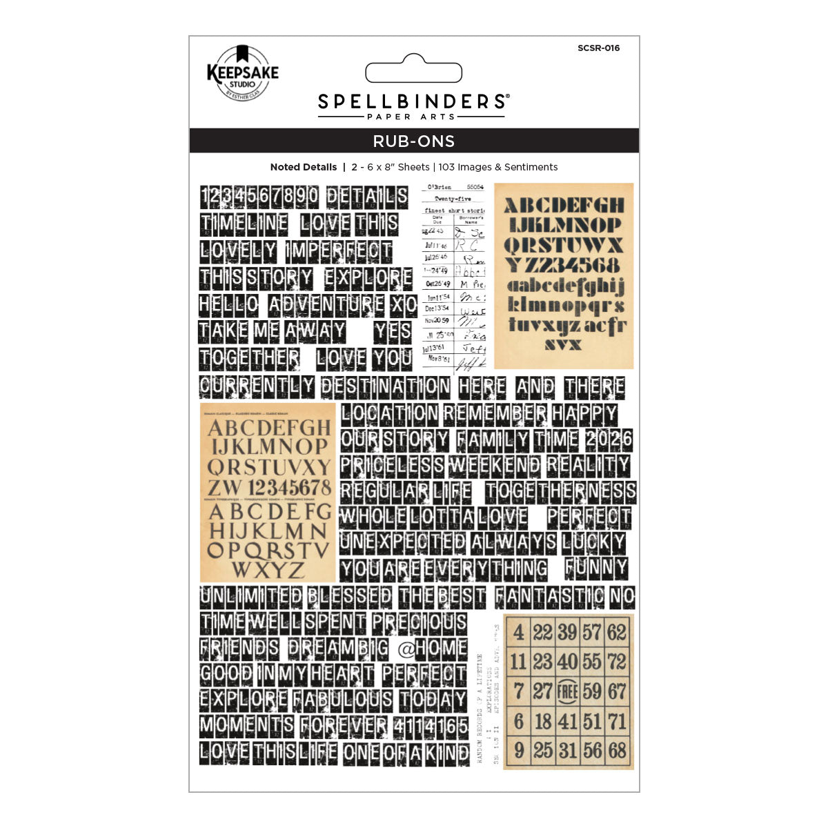 Spellbinders Noted Details Rub-Ons by Esther Glas - SCSR-016