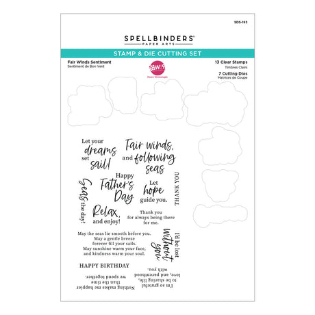 Spellbinders Fair Winds Sentiments Clear Stamp and Die Set from the Fair Winds Collection by Dawn Woleslagle