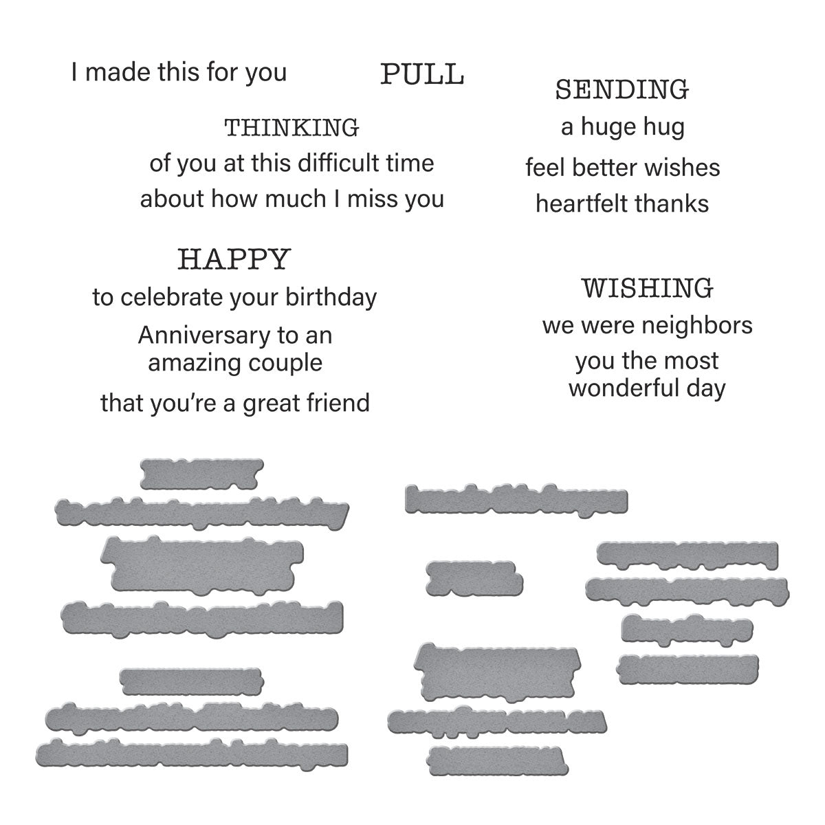 Spellbinders Tabbed In & Out Sentiments Clear Stamp & Die Set from the Tabbed Classics Collection by Wendy Vecchi