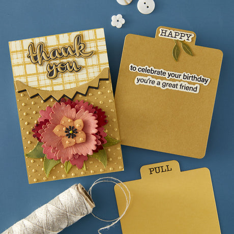 Spellbinders Tabbed In & Out Sentiments Clear Stamp & Die Set from the Tabbed Classics Collection by Wendy Vecchi