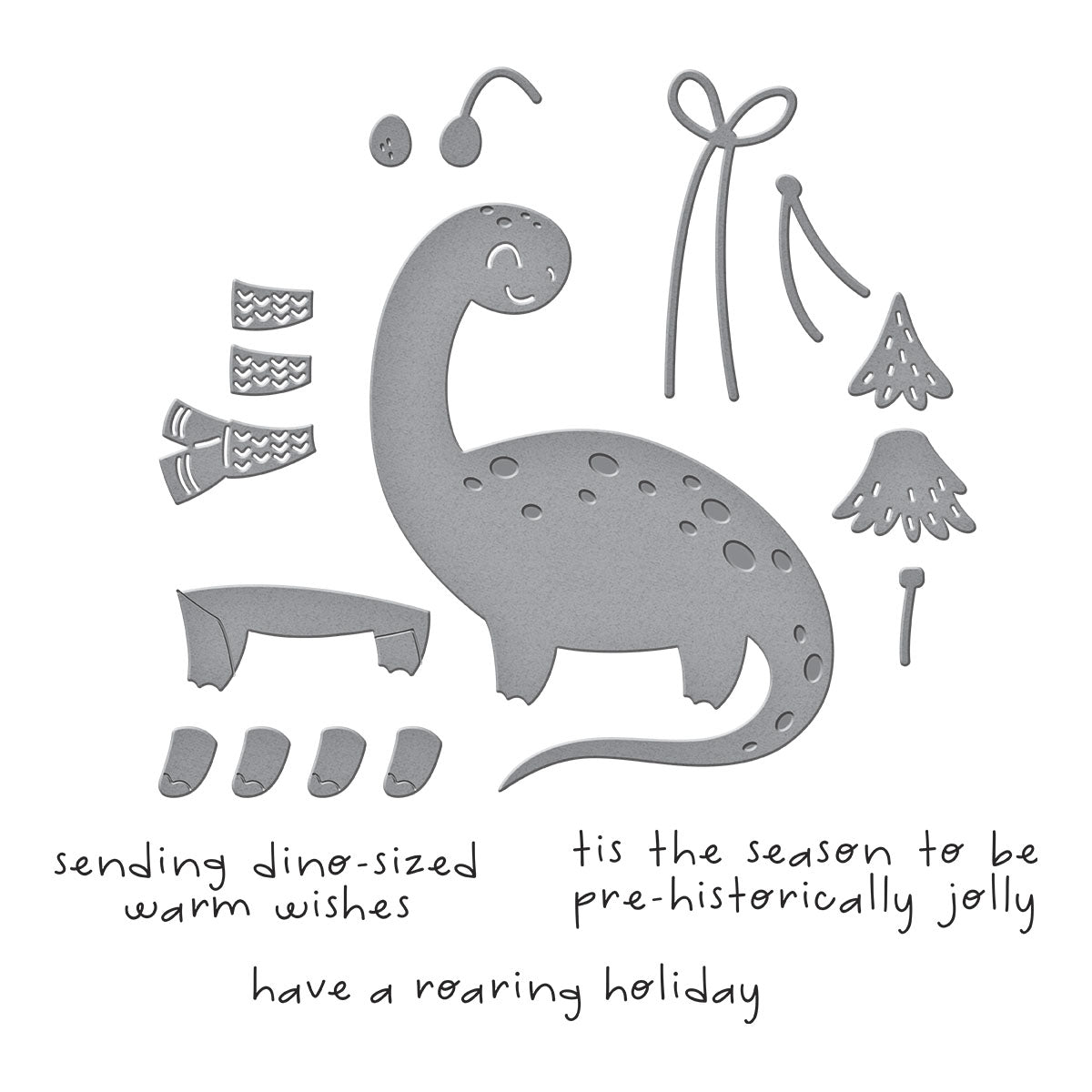 Spellbinders Independent Exclusive - Dino-Sized Holiday Clear Stamp & Die Set