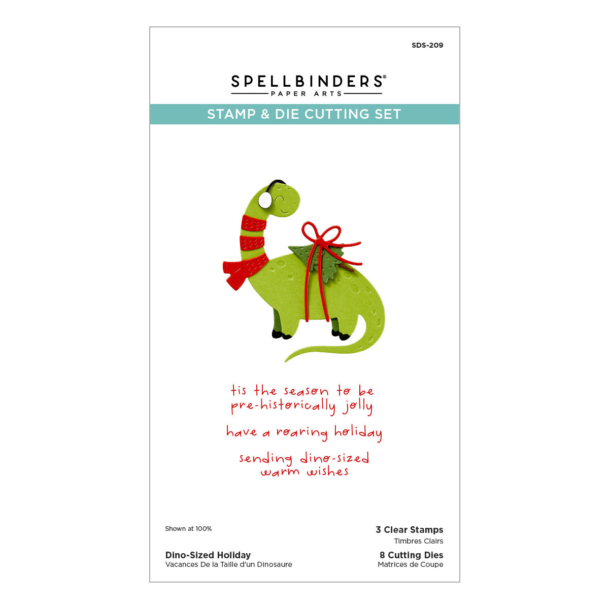 Spellbinders Independent Exclusive - Dino-Sized Holiday Clear Stamp & Die Set