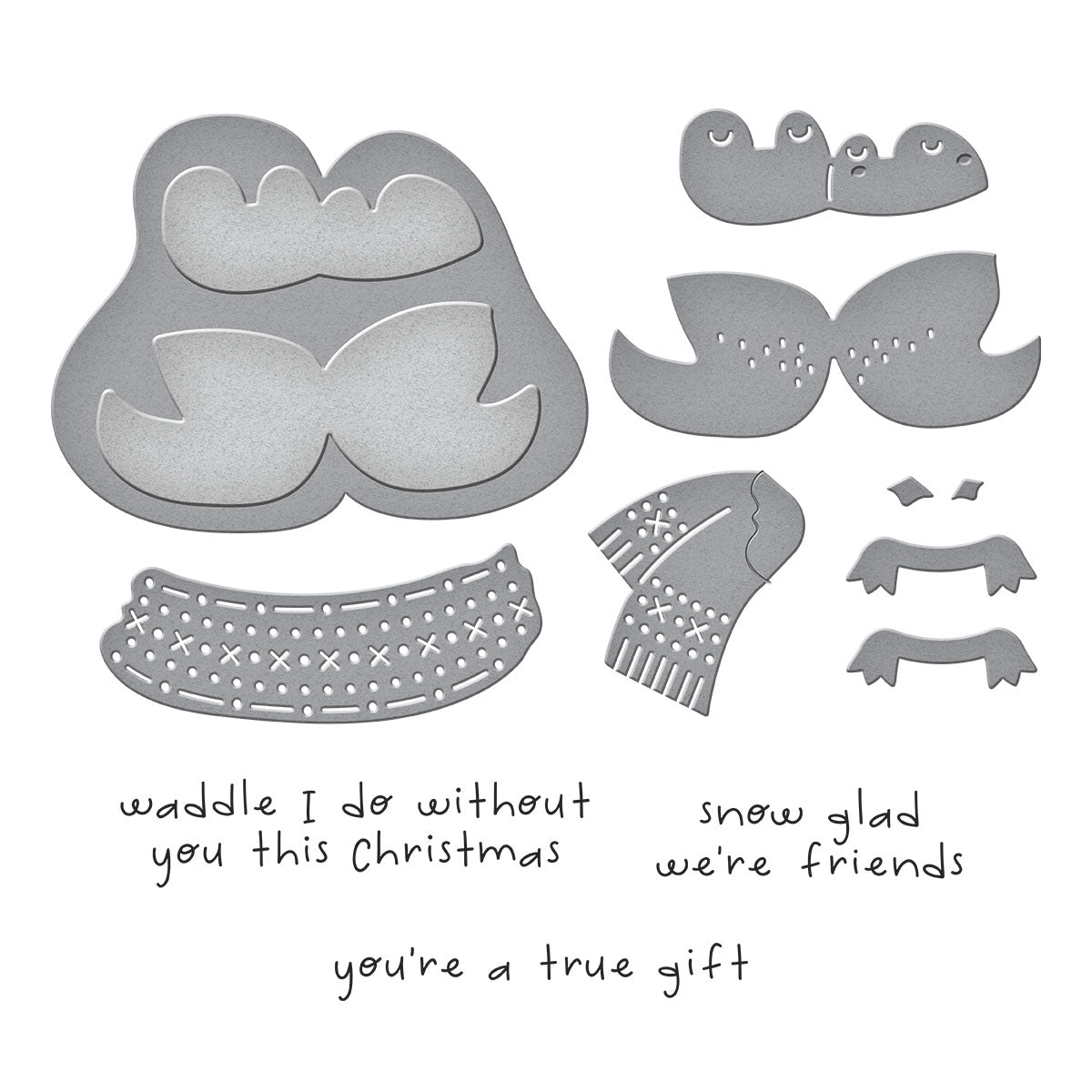 Spellbinders Cozy Waddles Clear Stamp & Die Set from the Merry Mischief Collection