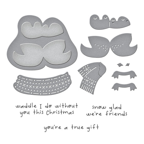 Spellbinders Cozy Waddles Clear Stamp & Die Set from the Merry Mischief Collection