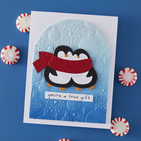 Spellbinders Cozy Waddles Clear Stamp & Die Set from the Merry Mischief Collection