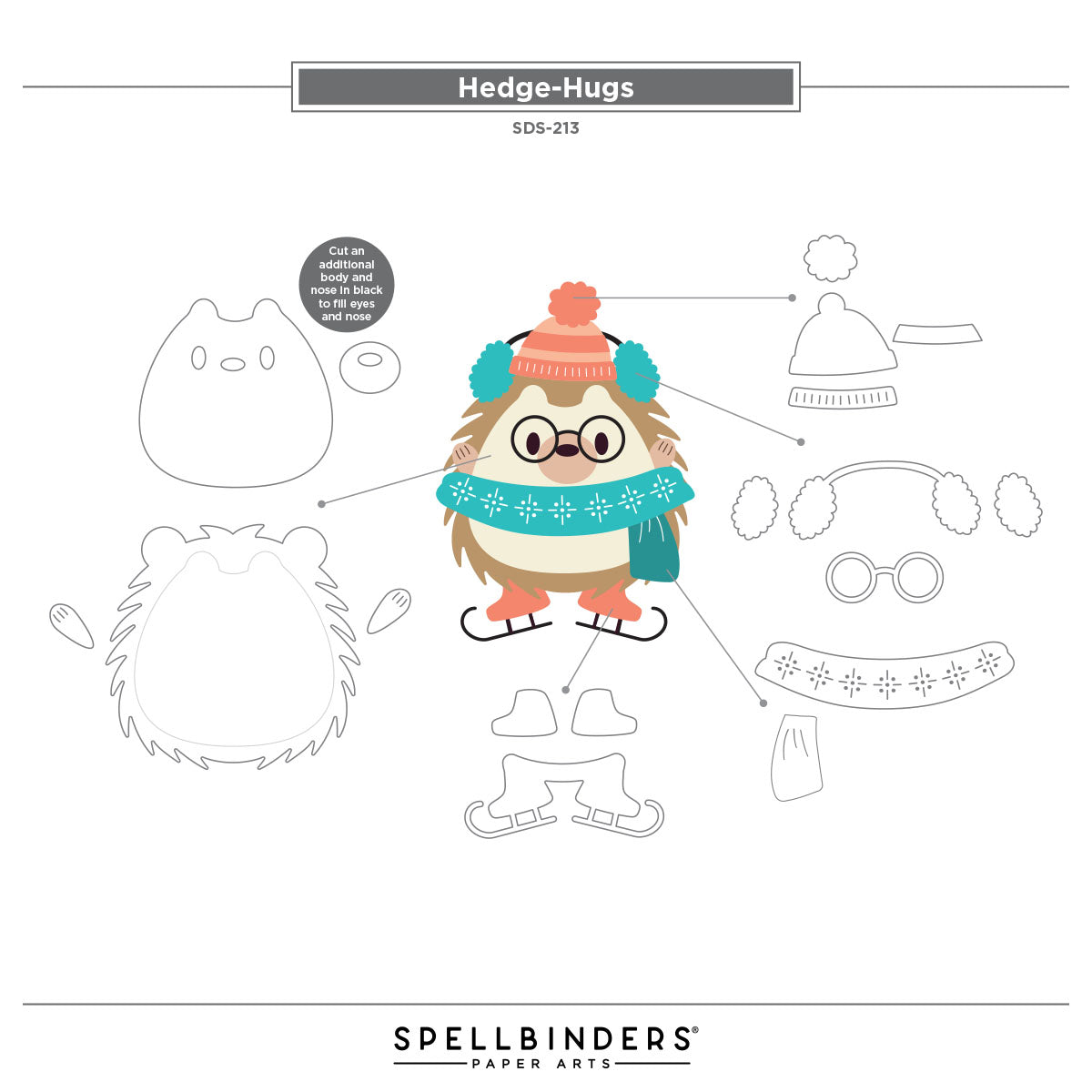 Spellbinders Hedge-Hugs Clear Stamp & Die Set from the Merry Mischief Collection