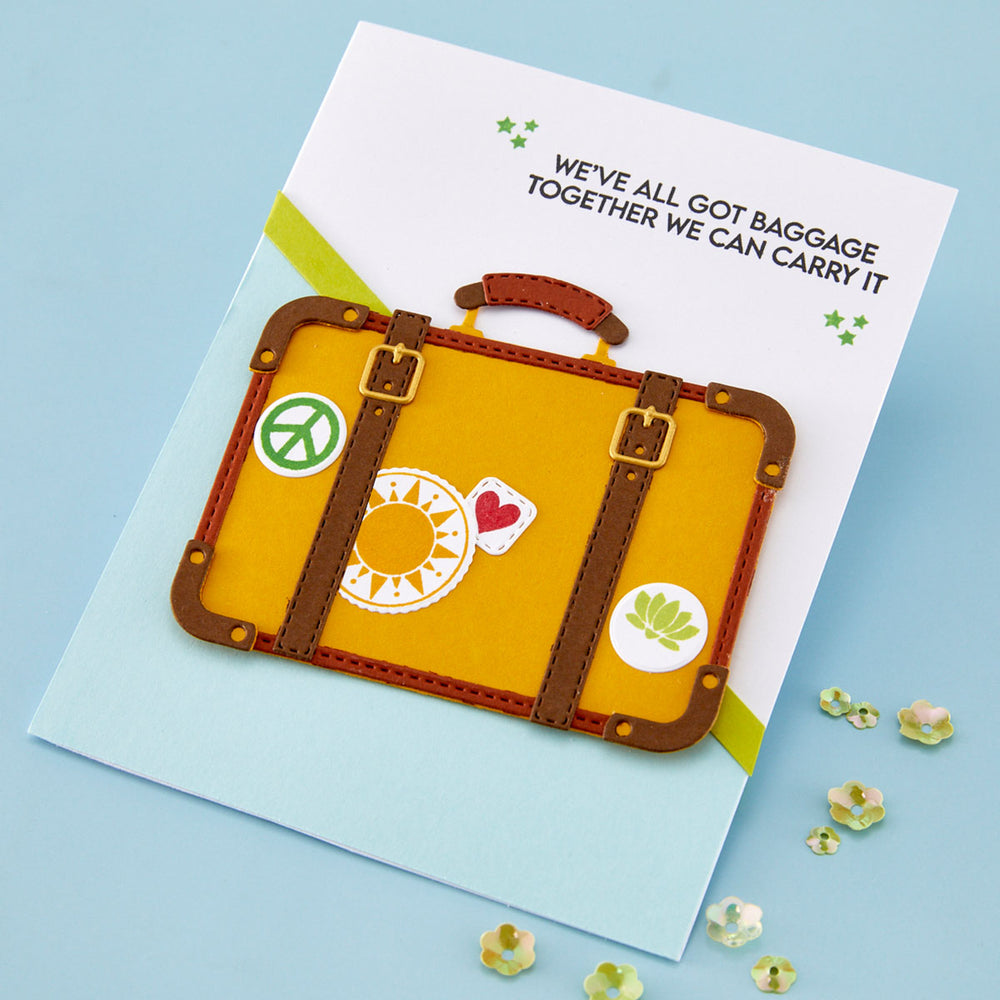 Spellbinders Retro Suitcase and Sentiments Stamp & Die Set by Sheri Ballantyne