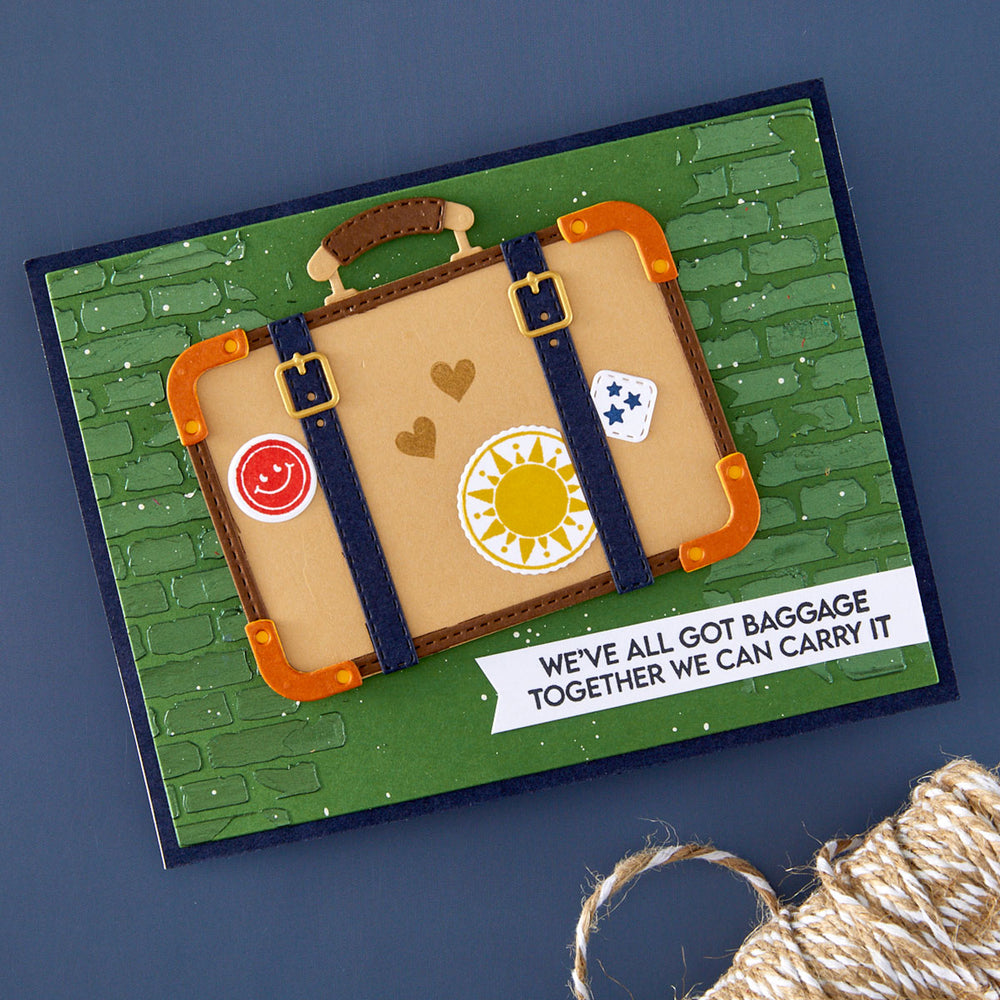 Spellbinders Retro Suitcase and Sentiments Stamp & Die Set by Sheri Ballantyne