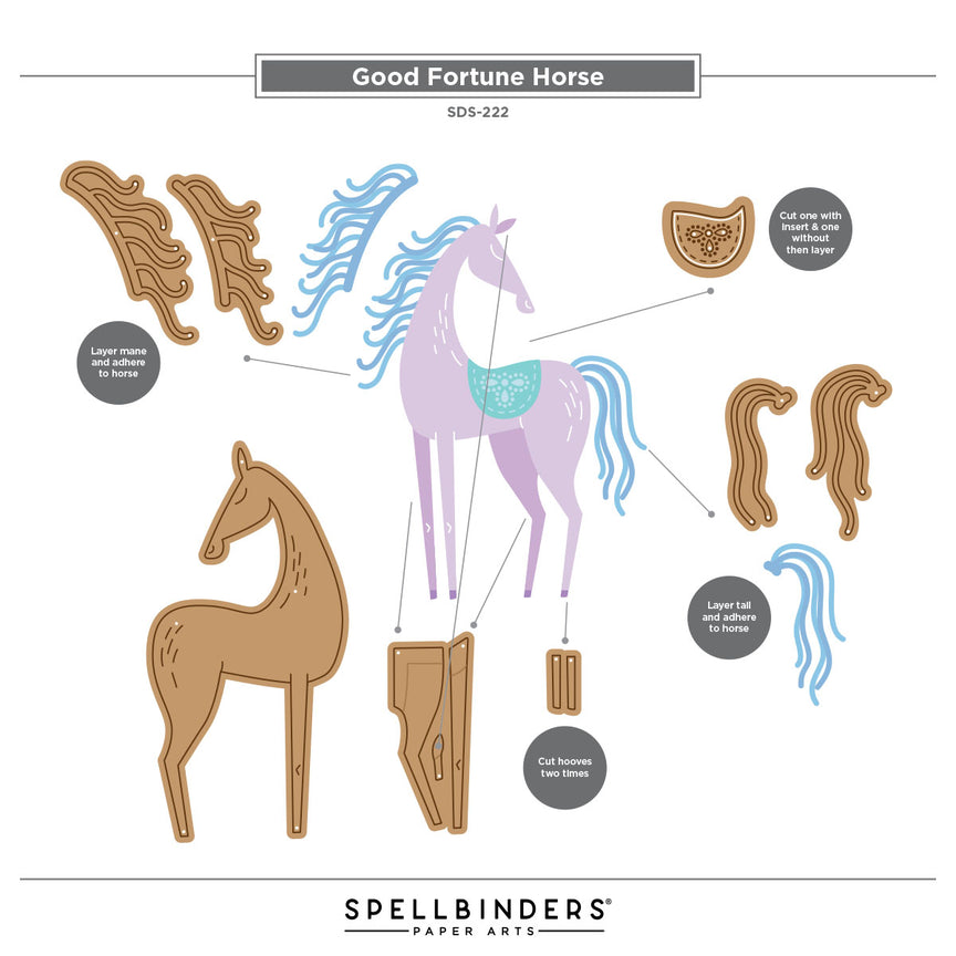 Spellbinders Good Fortune Horse Clear Stamp & Die Set