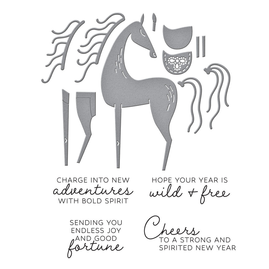 Spellbinders Good Fortune Horse Clear Stamp & Die Set