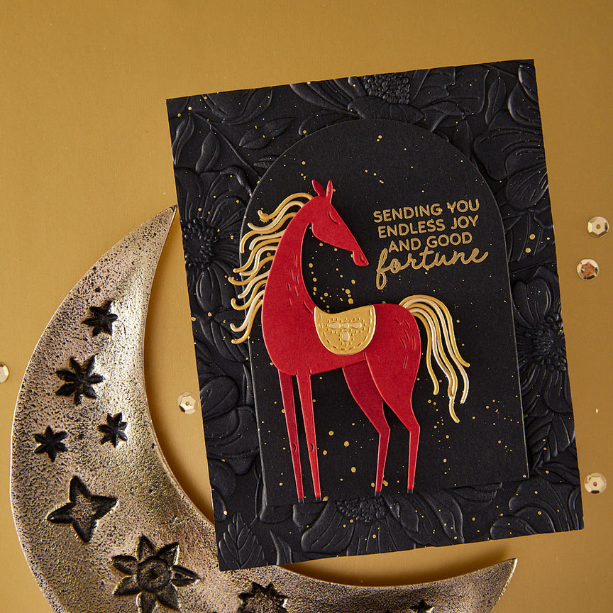 Spellbinders Good Fortune Horse Clear Stamp & Die Set